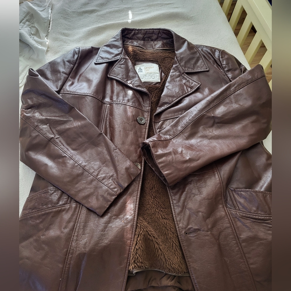 Vintage London Fog Rich Brown Leather Mens Jacket